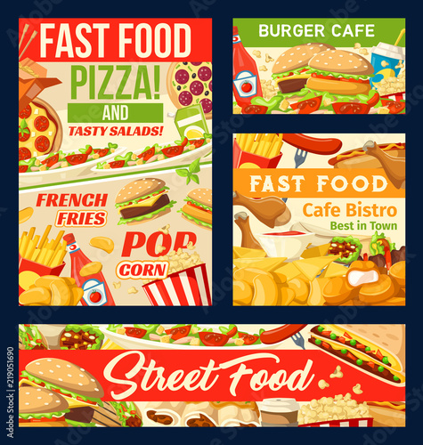 Fastfood restaurant and street food posters