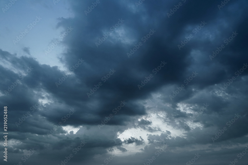 Dark thunder clouds during rain storm