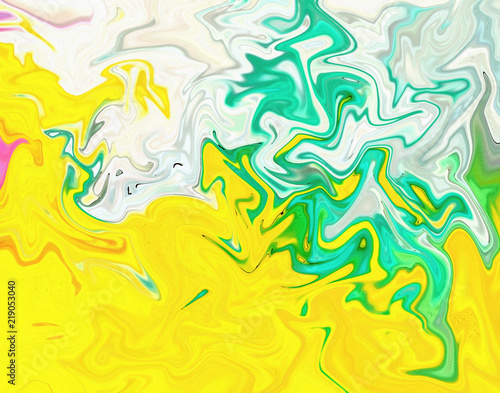 Abstract crazy swirl background. Liquid paint texture in expressionism style. Marble creative backdrop. Graphic fantasy modern fluid drawing. Marbled design with vortex elements. Bright warm colors. 