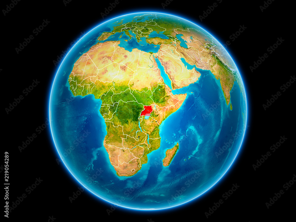 Fototapeta premium Uganda on Earth from space