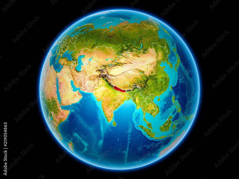 Fototapeta premium Nepal on Earth from space