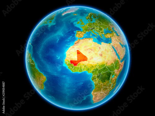 Obraz na płótnie Mali on Earth from space