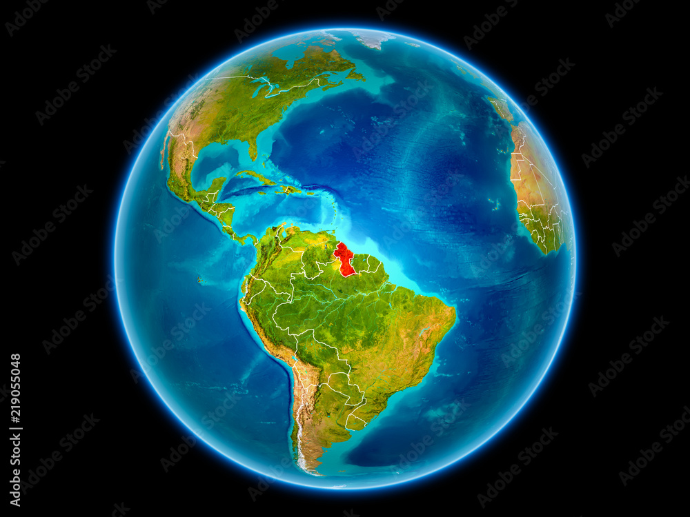 Fototapeta premium Guyana on Earth from space