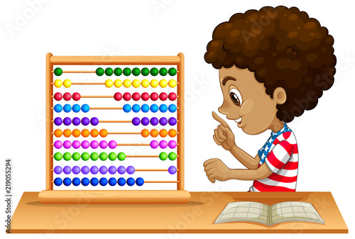 An african kid learning abacus
