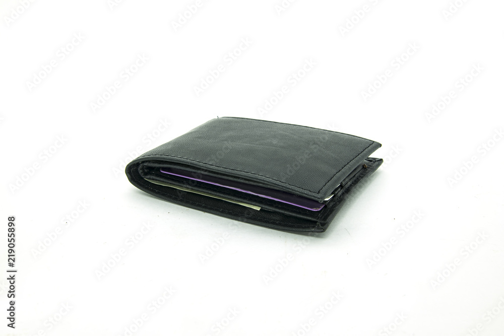 black closed wallet with credit cards isolated in white background black closed wallet with credit cards isolated in white background