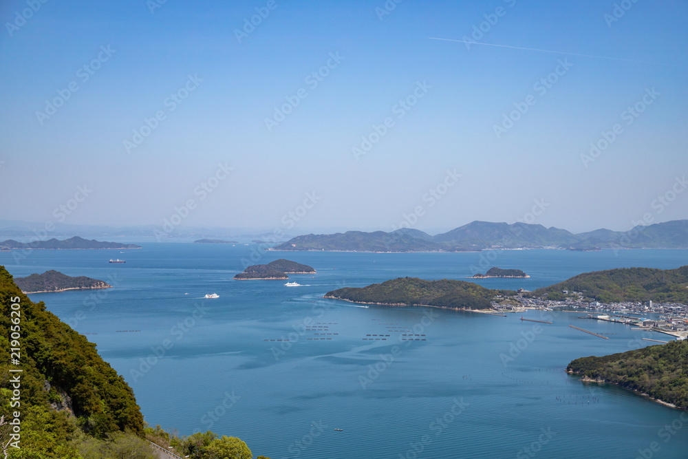 Landscape of the Seto Inland Sea(islands and ferryboats),Yashima,Kagawa,Shikoku,Japan