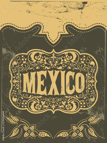 Mexico western style, mexican theme vector poster card template