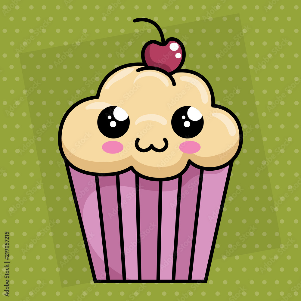 sweet cupcake kawaii character sweet cupcake kawaii character
