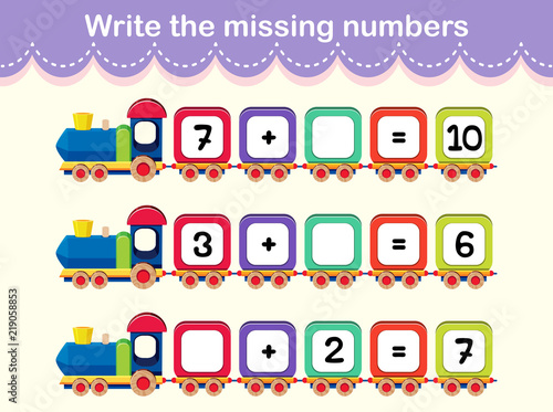 Write the missing numbers train poster