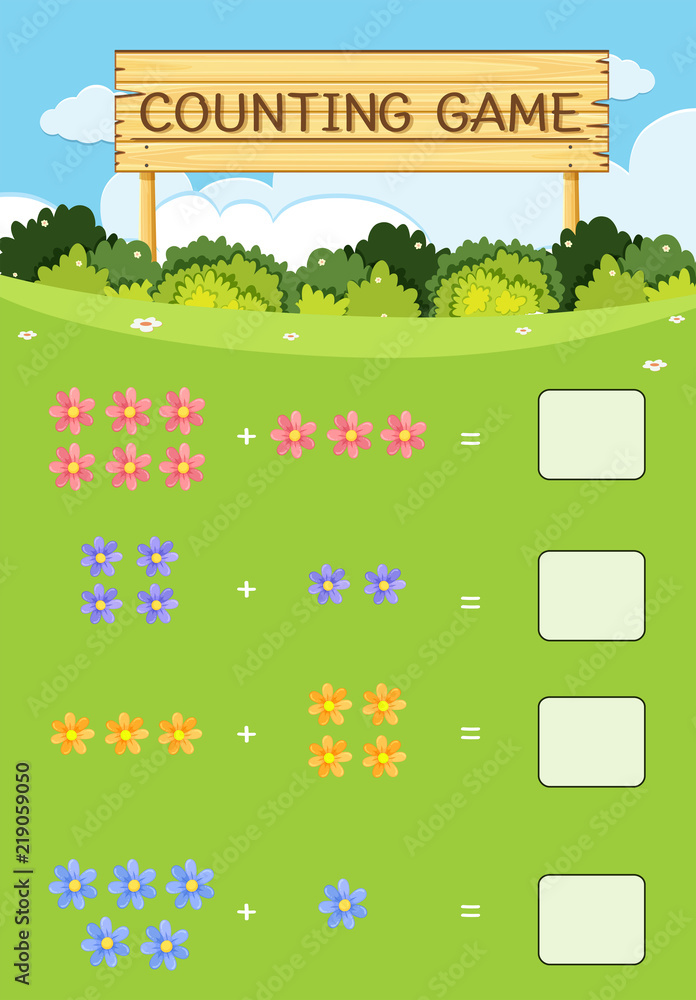 Counting game flower concept