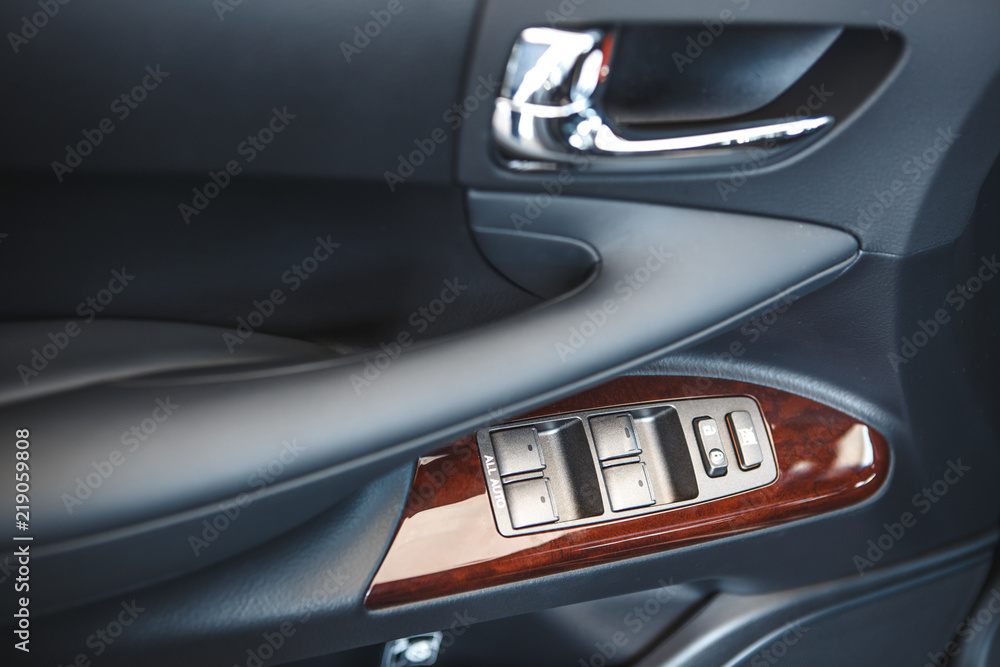 Interior view of car with black salon Interior view of car with black salon