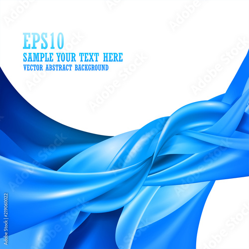 Blue color abstract design background satin smooth texture isolated on white. vector illustration.