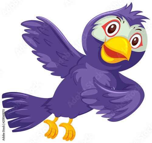 Fototapeta A purple bird on white background
