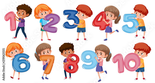 A set of children and number