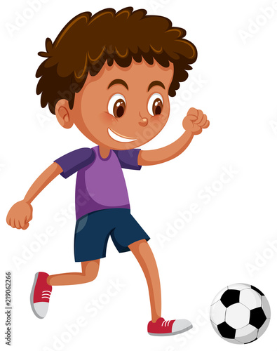 An African boy playing football