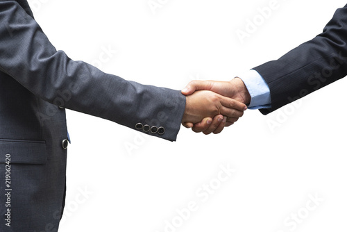 Business men handshake in white background
