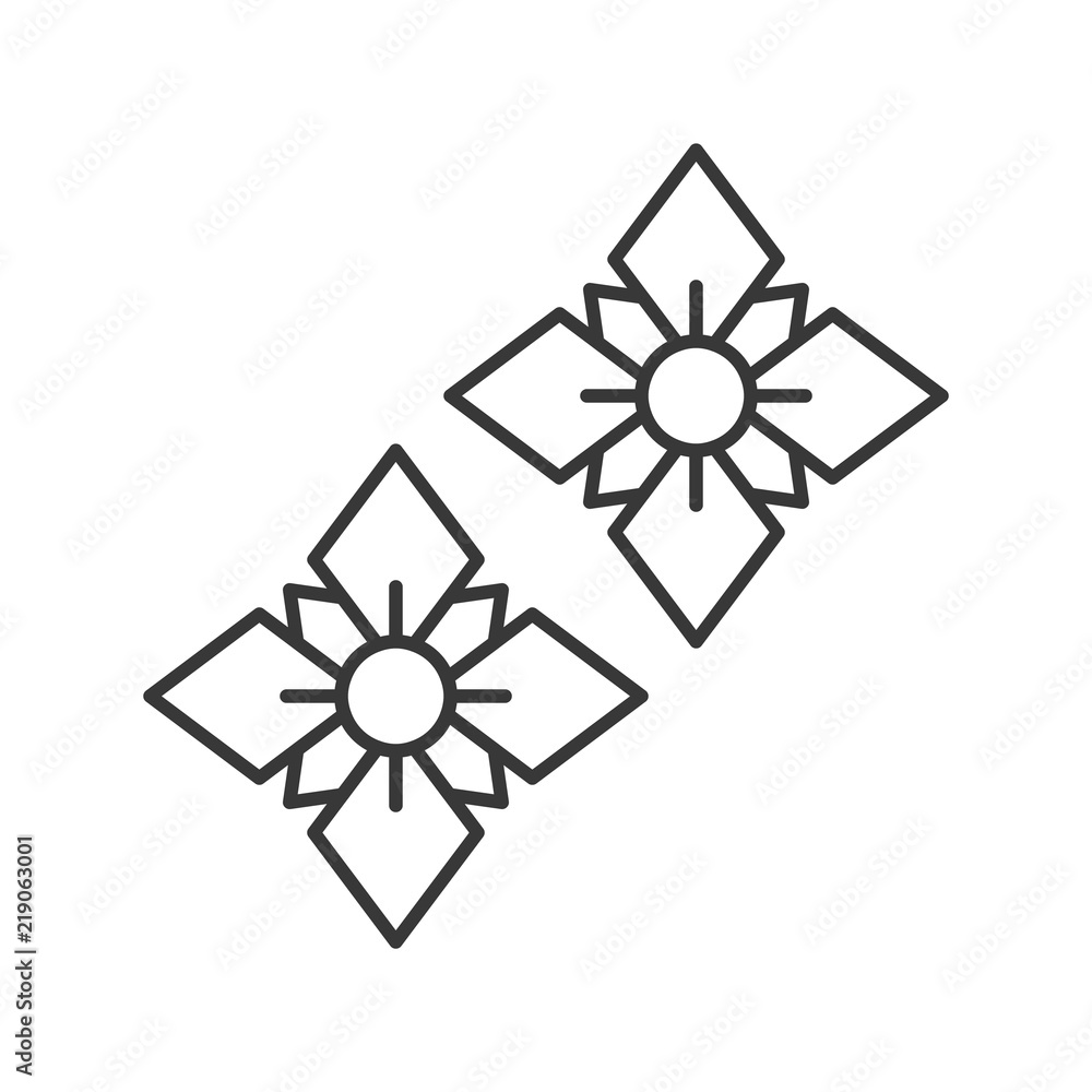 floral earring, jewelry related, outline icon floral earring, jewelry related, outline icon
