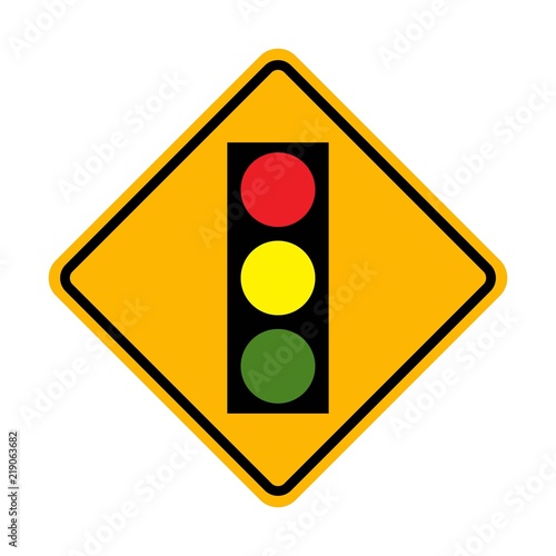 Traffic signal, lights ahead road sign