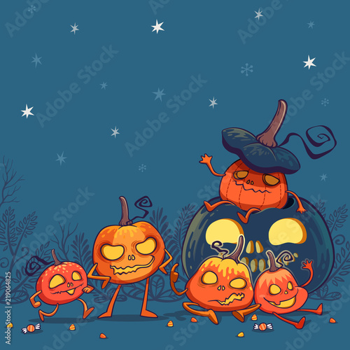jack o' lantern pumpkins monster character design vector illustration