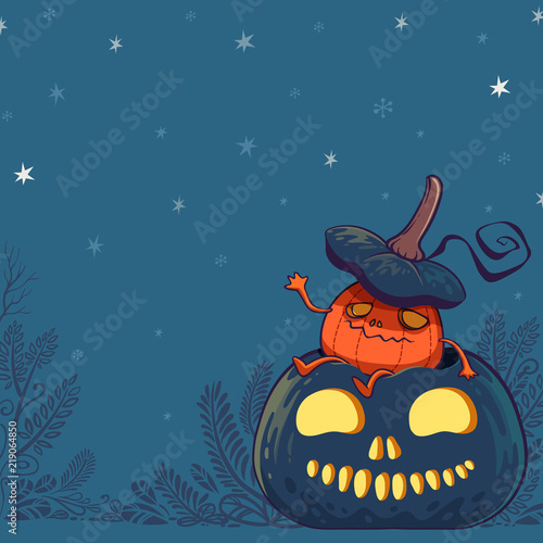 jack o' lantern pumpkins monster character design vector illustration