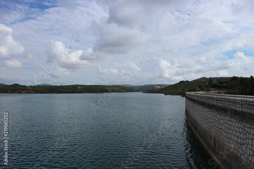 View to lake Marathon and Marathon Dam near Athens  Greece