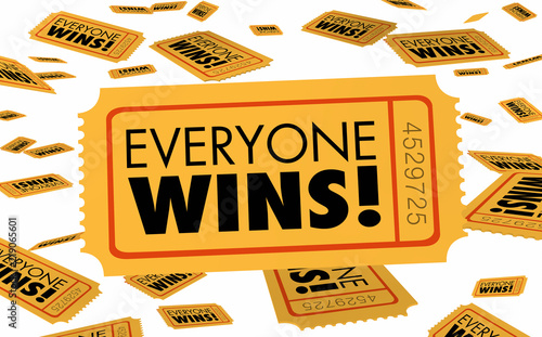 Fotografía Everyone Wins Everybody Working Together Ticket 3d Illustration