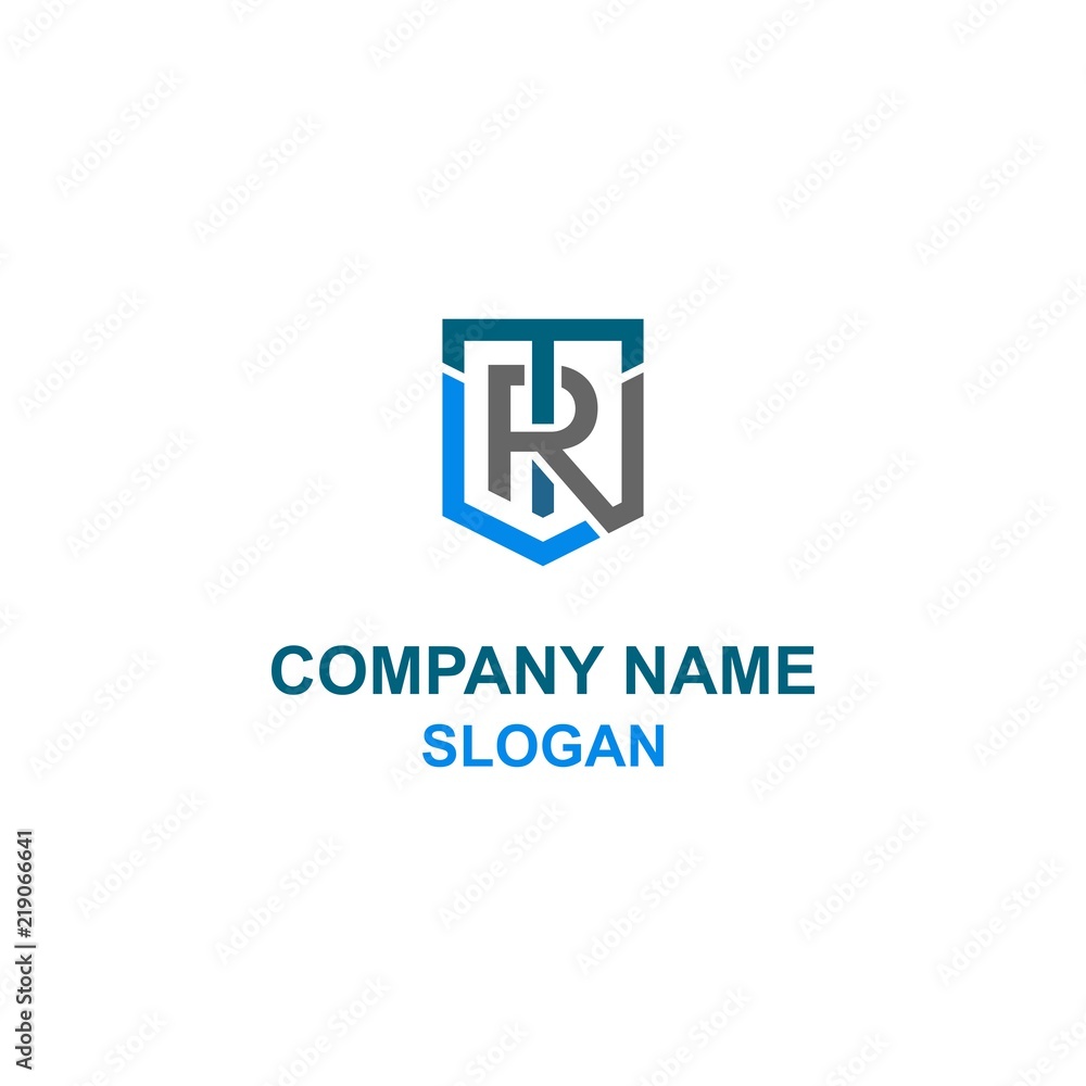 TR letter initial shield logo. TR letter initial shield logo.