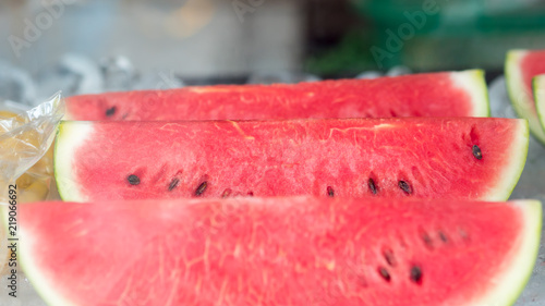 Red Watermelon close up at market