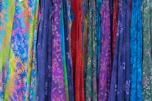 Colorful dresses and clothes as a background.