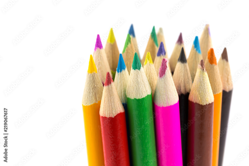 Close up Colour pencils isolated on white Close up Colour pencils isolated on white