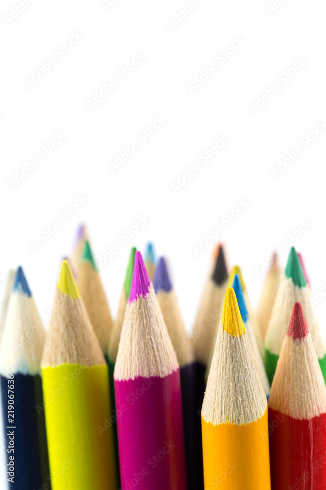 Close up Colour pencils isolated on white Close up Colour pencils isolated on white
