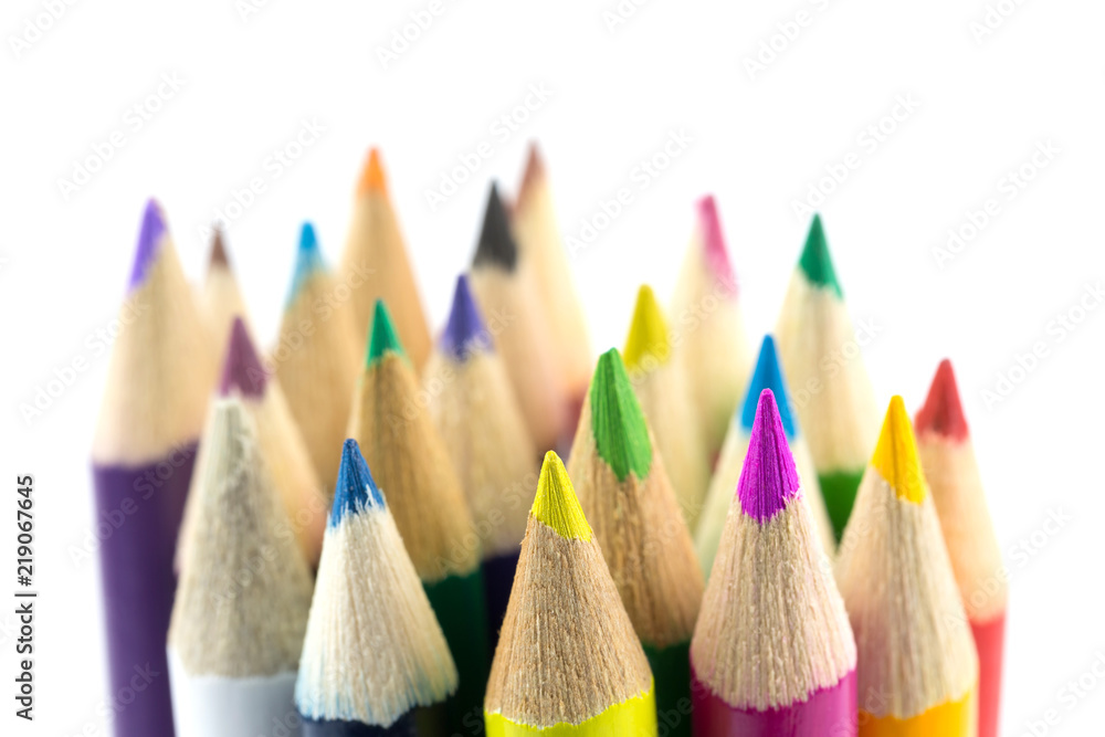 Close up Color pencils isolated on white background Close up Color pencils isolated on white background