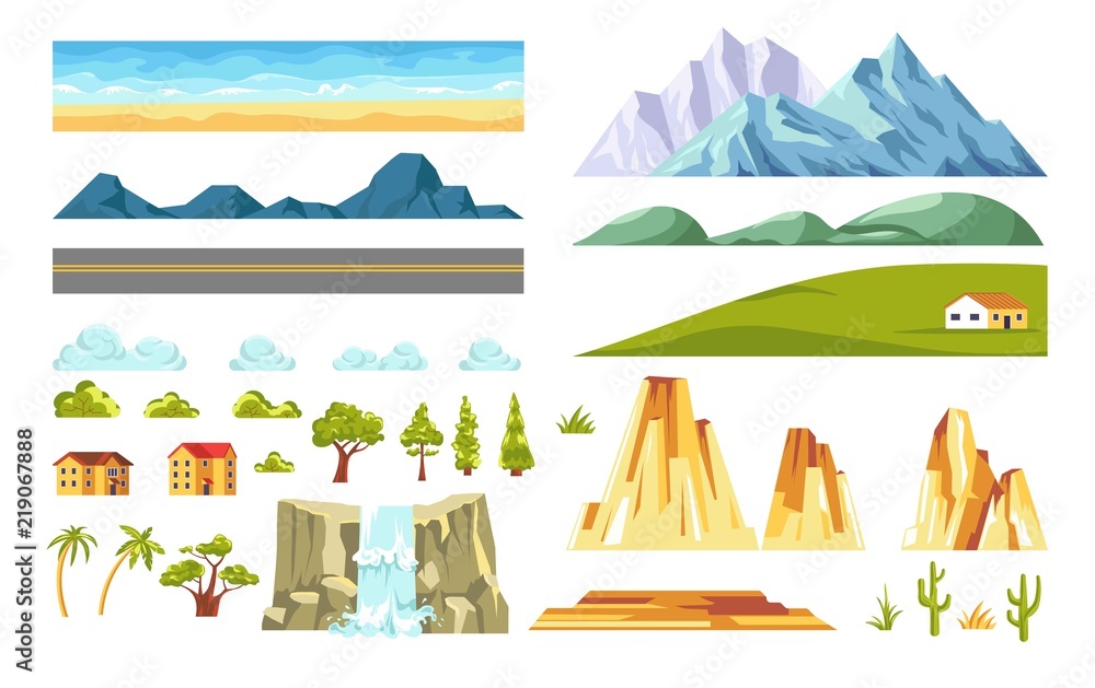 Landscape constructor vector isolated elements