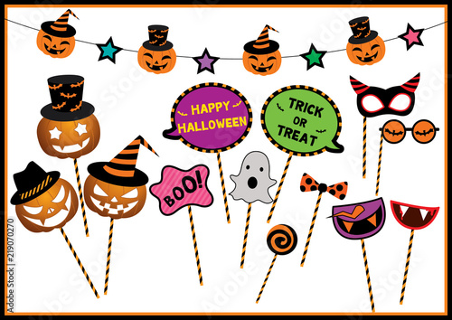 Halloween festival design props set for photo booth on party.