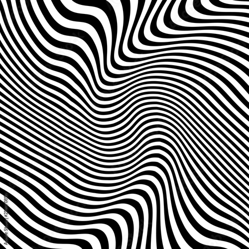 Abstract Warped Black and White Lines Background