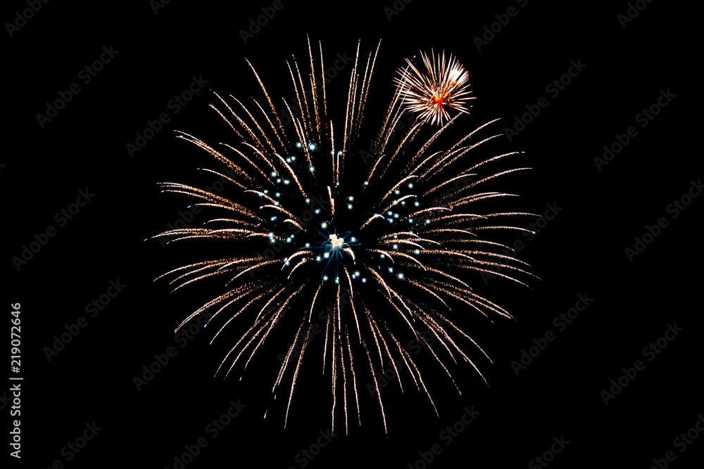 Fototapeta premium Fireworks isolated on Black background for cut out.