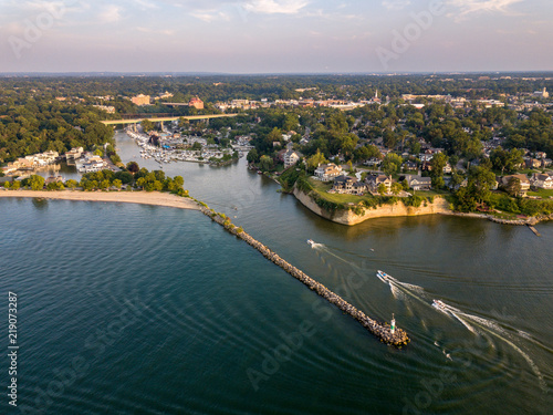 Aerial View of Rocky River, Ohio from the Lake