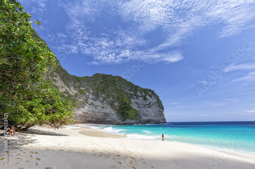 Tropical Kelingking beach on a beautiful sunny day on Nusa Penida in Indonesia. © Danaan