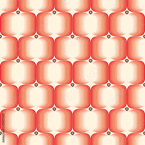 Retro apples background. Seamless pattern. Vector. レトロりんごパターン