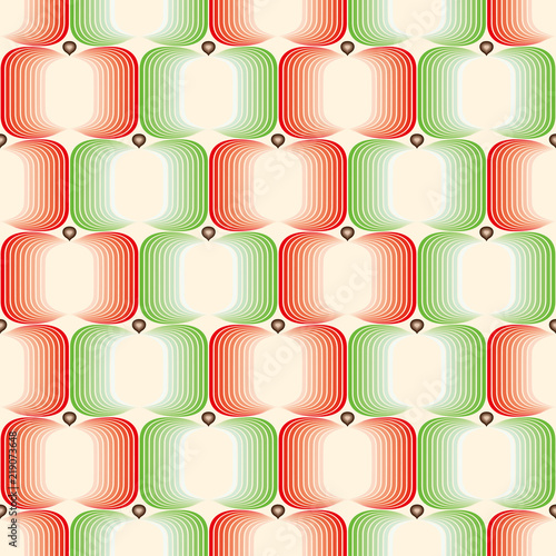 Retro apples background. Seamless pattern. Vector. レトロりんごパターン