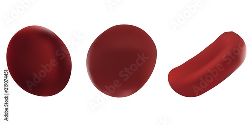 Realistic vector illustrations set red blood cell. Scientific concept. Red blood cells isolated on white background