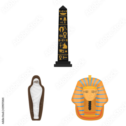 Ancient Egypt cartoon icons in set collection for design. The reign of Pharaoh vector symbol stock web illustration.
