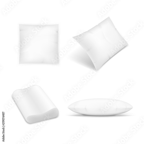 Realistic pillows set on white background. Graphic concept for your design.