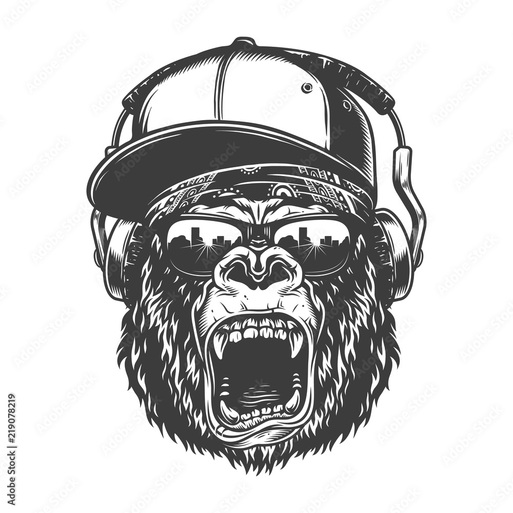 Naklejka premium Hipster gorila face 