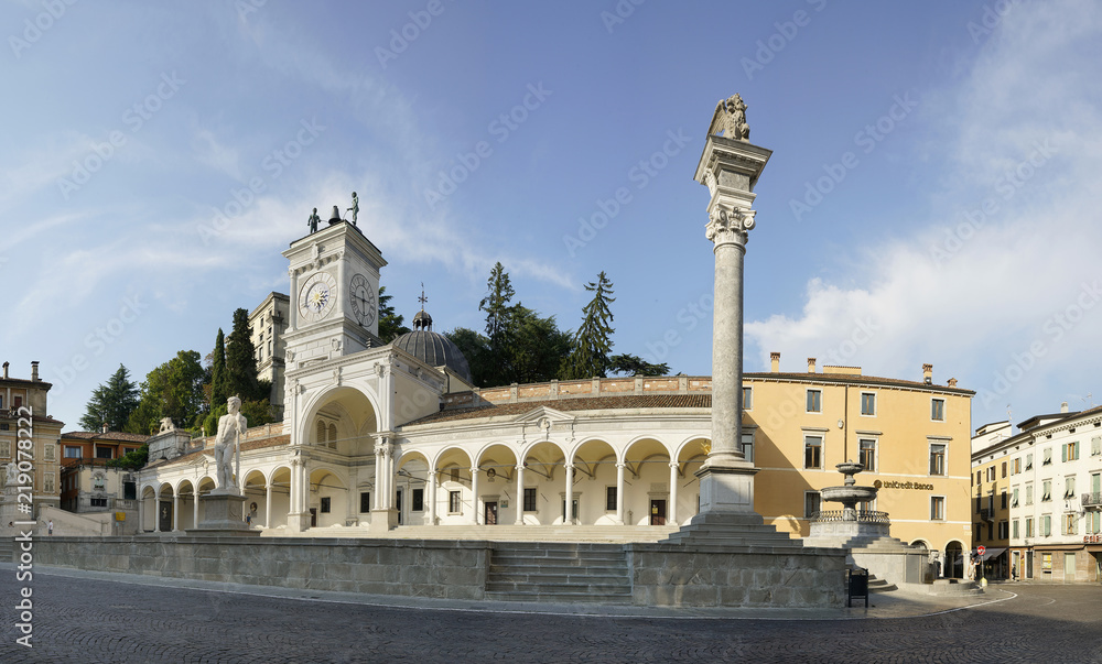 Panoramic view of Piazza Libertà in the historic center of Udine, Italy