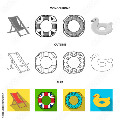 Multicolored swimming circle flat,outline,monochrome icons in set collection for design. Different lifebuoys vector symbol stock web illustration.