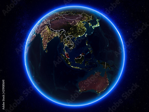 Fototapeta Naklejka Na Ścianę i Meble -  Malaysia on Earth from space at night