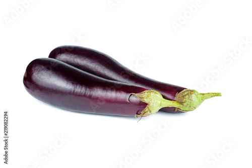 Fresh eggplants isolated on white background