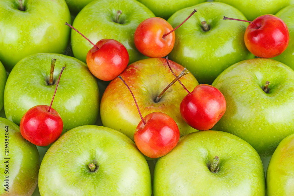 Big green and small red crab apples Big green and small red crab apples