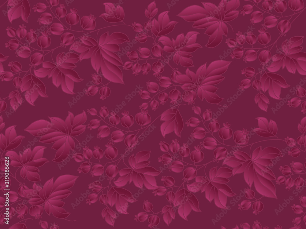 Decorative currant branches seamless pattern.